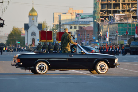 Novosibirsk, Russia - May 7, 2015: Dress rehearsal of the military parade in honor of Victory Day.のeditorial素材