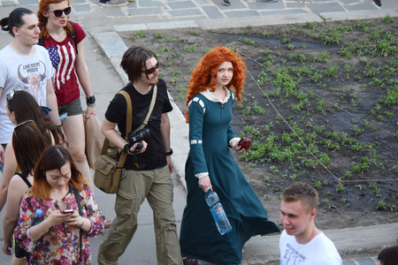 Novosibirsk, Russia - June 6, 2015: The festival of youth subcultures and cosplay Znaki. Among the...