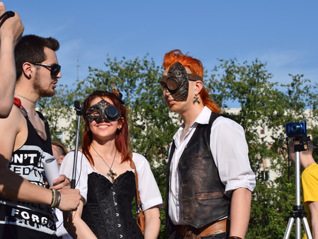 Novosibirsk, Russia - June 6, 2015: The festival of youth subcultures and cosplay "Znaki". Among the participants especially a lot of cosplayers.のeditorial素材