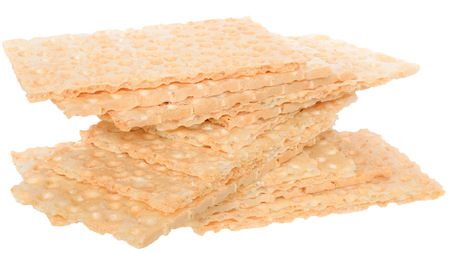 Heap slice of crispbread isolated on white background.の写真素材