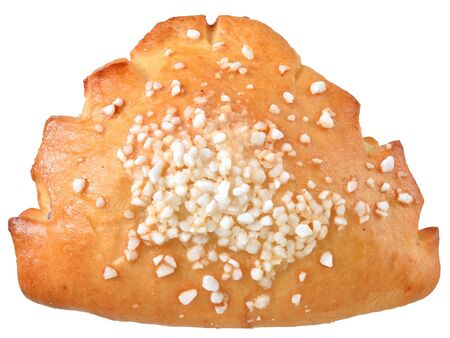 sugar bun with filling isolated on white background.の写真素材