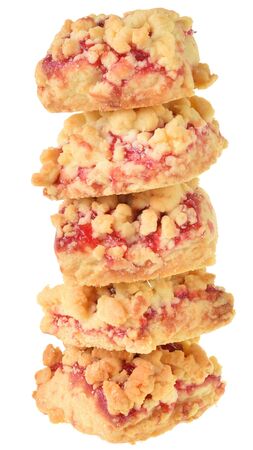 Homemade shortbread cookies with berry jam isolated on white background.の写真素材