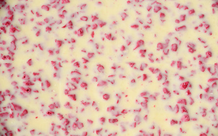 texture white chocolate with strawberry close up