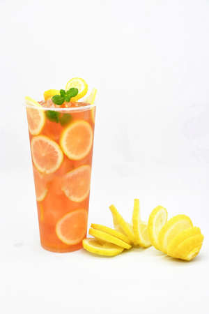 Freshly squeezed pulp orange juiceの写真素材