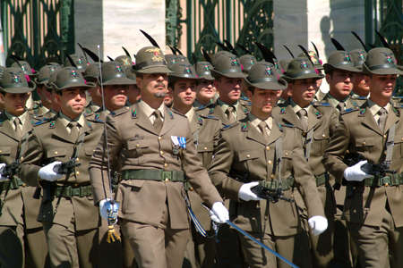 Turin, Piedmont, Italy - 06/02/2007 - Italian Republic Day. The flag-raising with Armed Forces.
