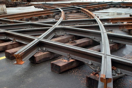 Construction of railway railsの写真素材