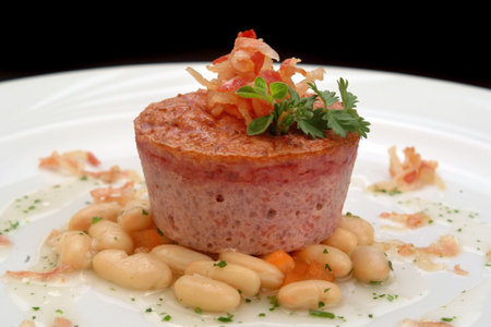 Italian food recipes, Flan of Cabbage, Cannellini beans and bacon.