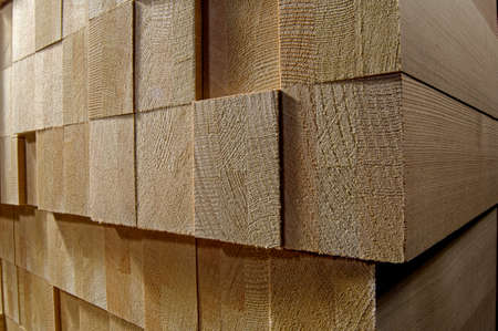 Glued laminated fir beams seen up closeの写真素材