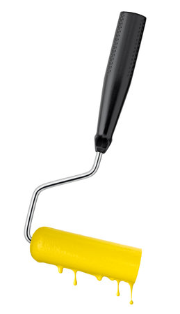 Paint roller isolated with yellow color.の写真素材