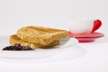 Coffee with toast and jamの写真素材