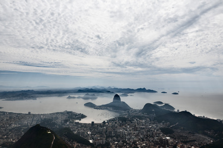 A beautiful view of the sugarloaf mountain and cloudsの写真素材