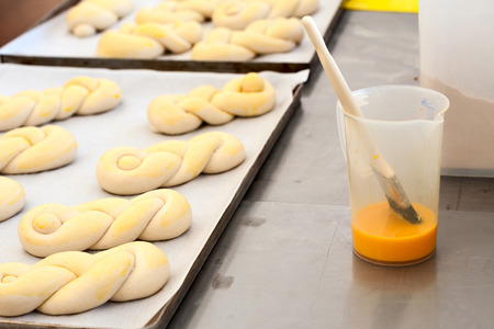 Bread plait before bakingの写真素材