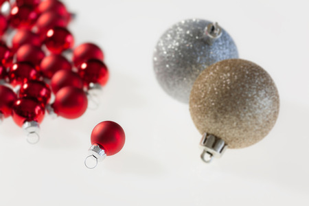 Christmas balls on a white backgroundの写真素材