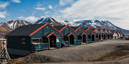 Houses in Longyearbyen in Svalbard islands, Norwayのeditorial素材