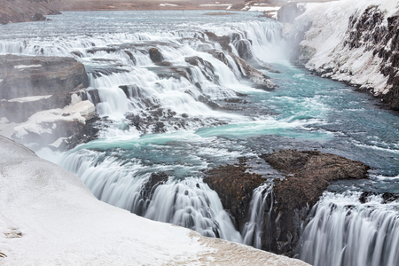 Panoramic view of powerful Gullfoss waterfall, Icelandの写真素材