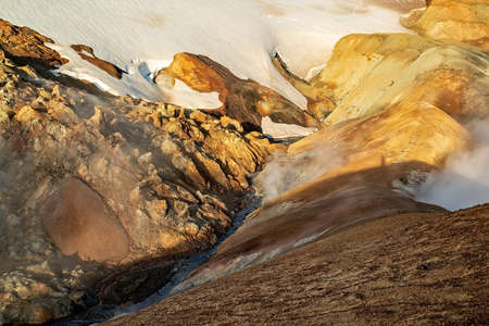 Sunrise in Kerlingarfjoll geothermal area in a sunny summer day, Iceland