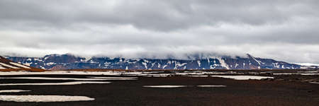 Mount Askja geothermal lake in a cloudy day, Icelandの写真素材