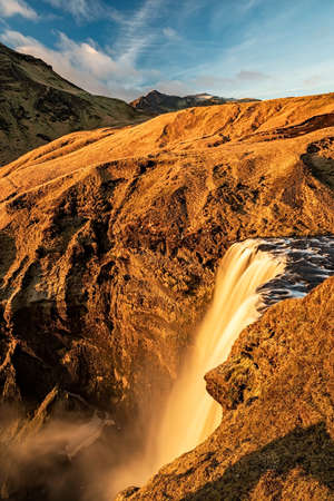 Beautiful Skogafoss waterfall during the summer season, Icelandの写真素材