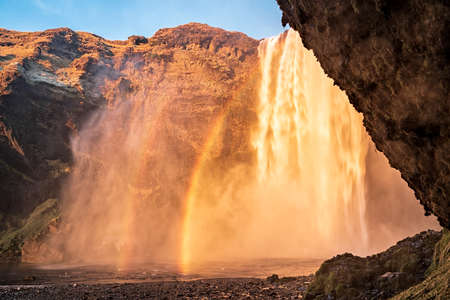 Beautiful Skogafoss waterfall during the summer season, Iceland
