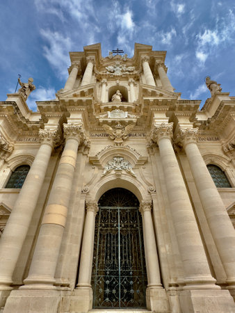 Cathedral of Syracuse in Sicily front viewのeditorial素材