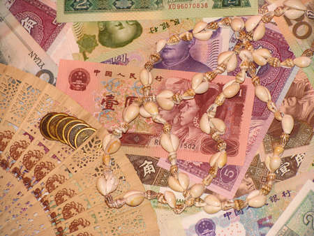 Chinese Money and Chinese handcraftsの写真素材