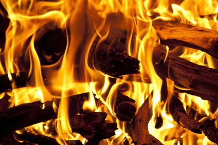 wood burning preparing a barbecue