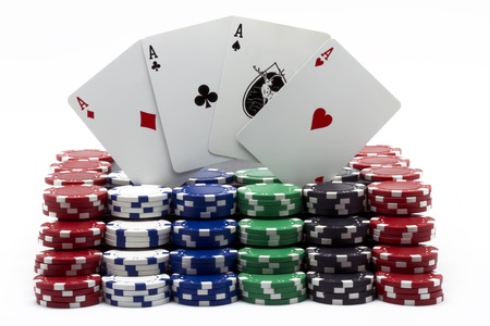 poker tokens with the four acesの写真素材
