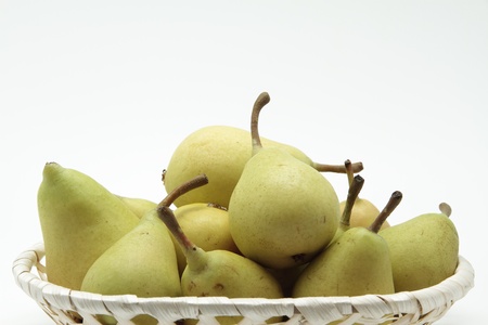 picture of a basket of green pearsの写真素材