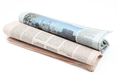 two newspapers on white backgroundの写真素材