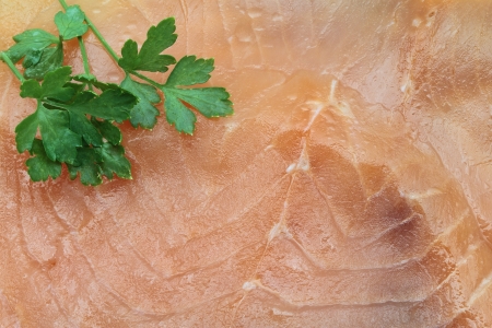 background of salmon with parsleyの写真素材