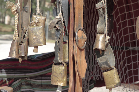 foreground of some copper cowbellsの写真素材