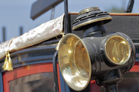 forefront of an old carriage lanternの写真素材