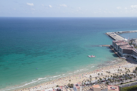 aerial view of alicante beach from the castle of santa barbaraのeditorial素材