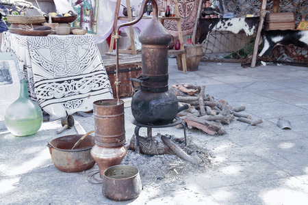 outdoor scene with an alembic on foreground