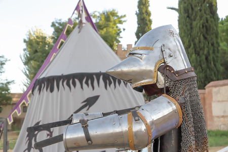 ancient medieval military armor on foregroundの写真素材