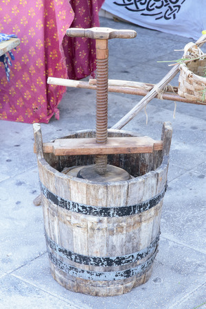 foreground of an old wine pressの写真素材