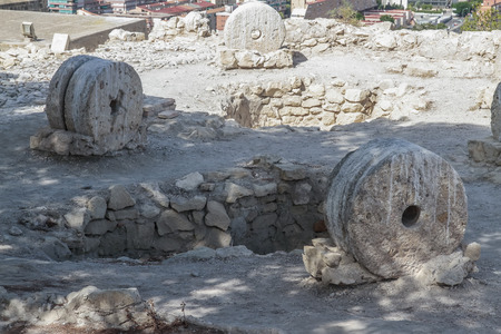archeological remains in Santa Barbara castle, alicante, spainの写真素材