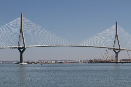 horizontal view of the bridge of the constitution of 1812 in the city of cadiz, spain