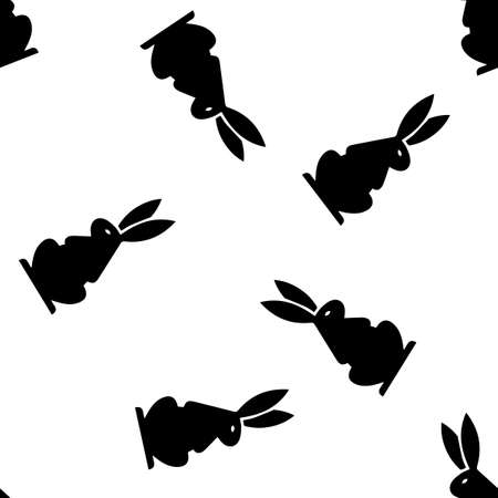 black rabbits seamless pattern for printのイラスト素材