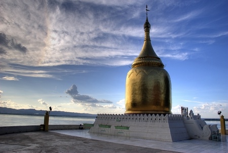 Myanmar, Bopaya at sunsetの写真素材