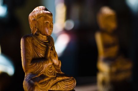 Buddha classical wooden statue の写真素材