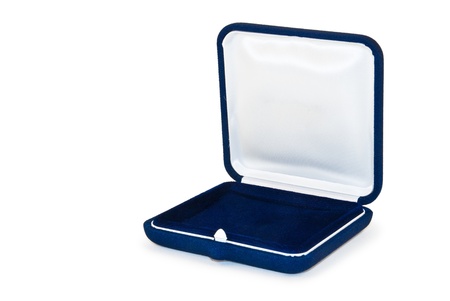 Blue box for jewels on white backgroundの写真素材