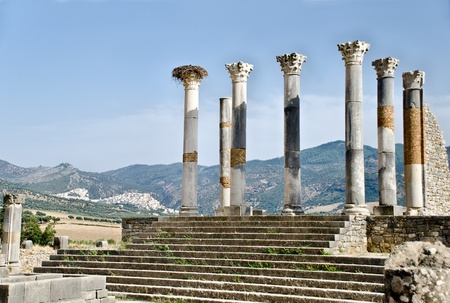 The archeological site of Volubilis, near Meknes, Moroccoの写真素材