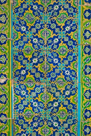 Green and blue tiles in the Topkapi palace, Istanbul. の写真素材