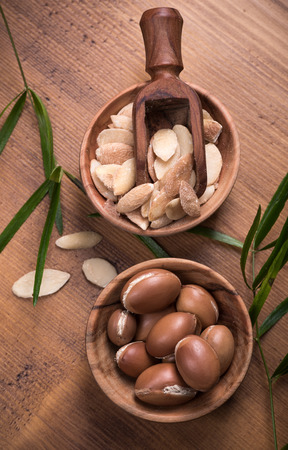 Composition of argan fruits and  seeds used for  skin careの写真素材
