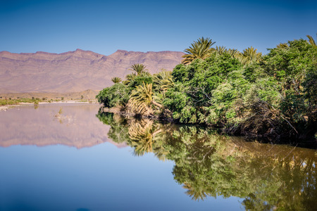 Beautiful location in the south of Morocco with Atlas mountains on the backgroundの写真素材