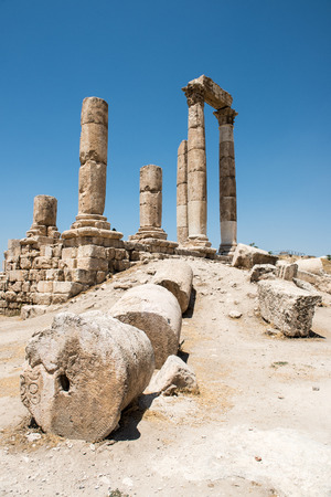 The ancient temple of Hercules in the Citadel of Amman, built during the emperor Marcus Aureliusの写真素材