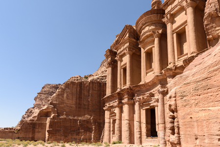 The nabatean monument called monastery in Petra, Jordanの写真素材