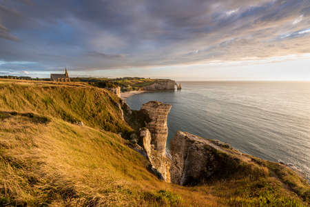 Etretat, panorama from the cliffの写真素材