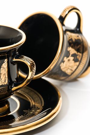 decoration with Greek coffee cupsの写真素材